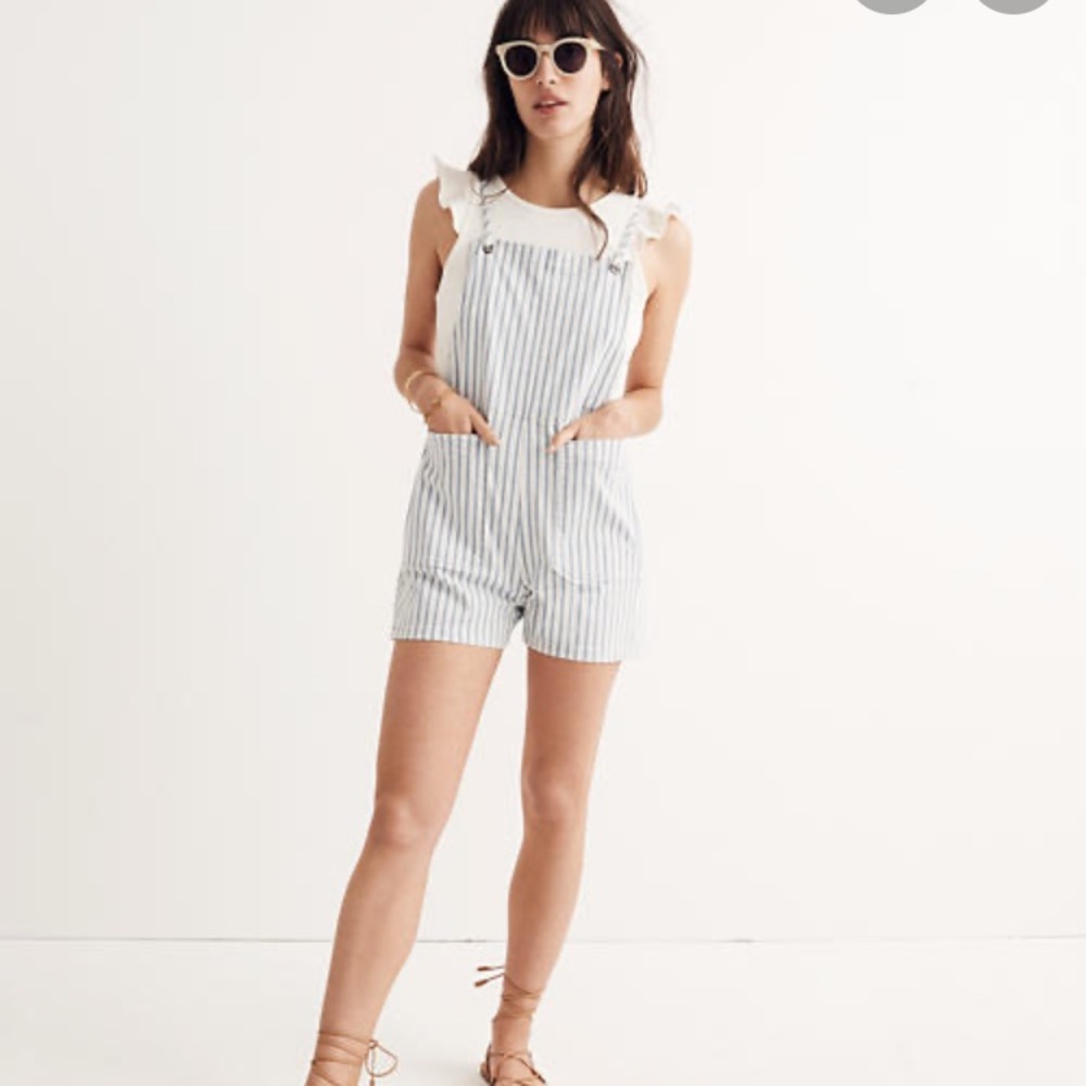 🌟 Madewell Denim Tie Strap Short Overalls 🌟